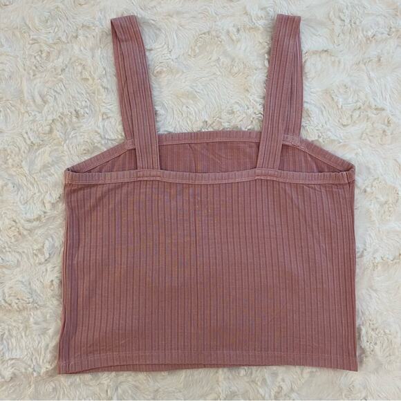 American Eagle Soft & Sexy Rib Pink Ribbed Cropped Tank Top Size Medium - Picture 4 of 6
